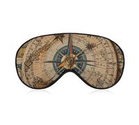 Compass and Old World Map Sleep Mask for Women Men, Soft Eye Mask with Adjustable Strap for Sleeping, Light Blocking Travel Blindfold for Nap Comfortable Eye Cover for Home Office