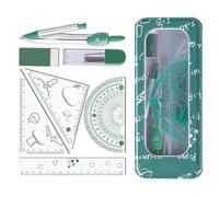 Compass and Protractor Set, 8-piece Shatterproof Reusable Ruler Protractor | Math Geometry Box for Middle High School College Classroom Teen Boys Teen Girls Kids Freshman Sophomore