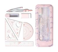 Compass and Protractor Set, 8-piece Shatterproof Reusable Ruler Protractor | Math Geometry Box for Middle High School College Classroom Teen Boys Teen Girls Kids Freshman Sophomore
