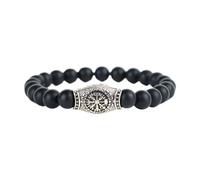 Compass Beaded Bracelet for Men, Tiger Eye Howlite Natural Stone Navigation Wristband, Nordic(Onyx)