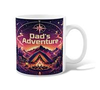 Compass Ceramic Coffee Mug, Adventure Outdoor Tent Campfire Summer Violet Novelty Office Drinking Cup with Handle Ideal for Friendship Family Colleague Staff Sweetheart Teachers 11 Oz