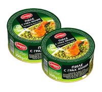 Compass Chicken with Peas Stew Ready Meal Chicken Meat in Green Peas Delicate Taste Bulgarian Origin 300g Pack of 2