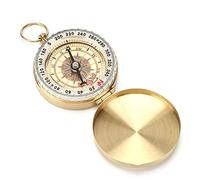 Compass Copper Luminous Rotatable Direction Finder, Hiking Compass for Outdoor Camping Survival, Mini Compass with Fluorescent Dial and Metal Lanyard for Night Visibilit