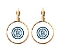 Compass Droits Military Ocean Army Gold Clip On Drop Earrings Non Piercing Dangle Jewelry