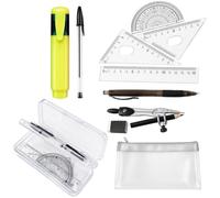 Compass from 5th grade, geometry set, 13-piece school accessories with compass and set square, precise drawing tool for school and lessons, including ruler and pencil case