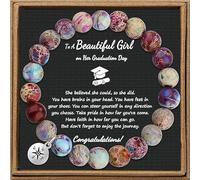Compass Girls Colorful Natural Stone Cross & Crown Bracelet - Mothers Day, Birthday, Christmas, Valentines Day & Graduation Gift Idea