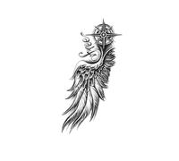 Compass Herbal Tattoo Sticker, Semi-Permanent Non-Reflective Waterproof Realistic No Color Lasting 2 Weeks, Fake Tattoos(2pcs)