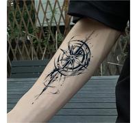 Compass Herbal Temporary Tattoo Stickers, Semi-Permanent, Waterproof, Lasts 2 Weeks, Fake Tattoos