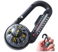 Compass Hiking Survival, 1pc Plastic Hiking Compass with Carabiner and Thermometer, Clip on Camping Compass for Outdoor Survival Camping Accessories