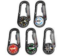 Compass Hiking Survival 5PCS Waterproof Plastic Hiking Compass with Carabiner and Thermometer Clip on Small Pocket Keychain for Camping Accessories Survival