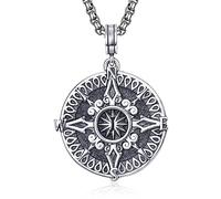 Compass Letter Necklace Sterling Silver Compass Pendant with J Initial Necklace Inspirational Graduation Pendant Jewellery Gifts for Men