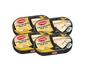 Compass Mackerel Fillet in Sunflower Oil Delicious Nutritious Fish Quick Easy Ready to Eat Ready Meals Bulgarian Origin 170g Pack of 4