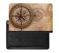 Compass Map Nautical Passport Cover Protector Rfid Blocking Passport Holder Id Card Holder Secure Travel Wallet Organizer for Passport Tickets Credit Cards, style, One Size