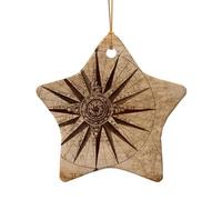Compass Map Nautical Print Christmas Ceramic Decor Gift,Unique Star Heart Shaped Pendant Ornament For Holiday Decor