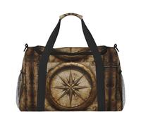 Compass Map Nautical Print Duffle Bag, Personal Item Travel Bag For Airlines, Weekender Bags For Women, Sports Tote Bag