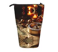 Compass Map Nautical Vertical Retractable Pencil Case Stationery Box Adult Office Organizer Box