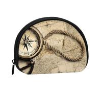 Compass Map -Print Portable Coin Pouch - Zippered Wallet for Cash, Keys & Cards, Compact Travel & Everyday Carry Organiser for Men and Women.