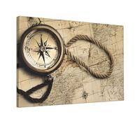 Compass Map -Print Unframed Wall Art 12X18 Inch, Canvas Print with Mounting Hooks, Modern Home Decor for Living Room, Bedroom & Office.