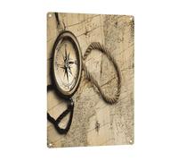 Compass Map -Print Vertical Aluminum Sign 8x12 Inch, Rustproof Indoor Outdoor Wall Art For Home, Bar, Office, Hotel Décor.