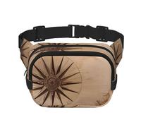 Compass Map Unisex Adjustable Waist Square Double Layer Waist Pack for Outdoor Activities Travelling Running Hiking