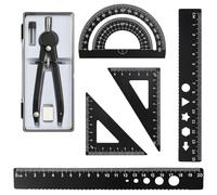 Compass Maths, 6-Piece Geometry Set with Protractor and Compass, Durable Tools for Precise Drawing, Ideal for Secondary School Students, Teachers, Engineers and Artists