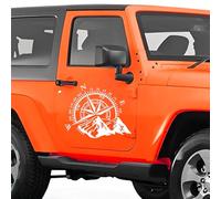 Compass Mountain Car Sticker, Waterproof Vinyl Auto Decal Compass Car Decal Mountain Car Bonnet Side Body Window Stickers Auto Graphic Decorion for RV Camper Caravan Jeep Truck Van, 40 * 32cm, White