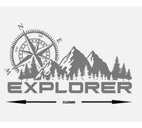 Compass & Mountains Adventure Sticker Graphics Decal Campervan Motorhome Transit DUCATO Sprinter (White, Small 550mm)