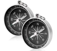 Compass Navigation, 2pcs Simple Hiking Compass Navigation Child Survival Compass Button Compass Aluminum Shell Edge for Expedition Map Reading, Navigation, Orienteering and Survival
