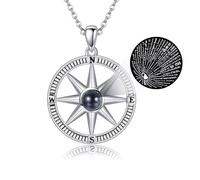 Compass Necklace 925 Sterling Silver You Are My Compass Pendant I Love You Necklace Compass Charm Jewellery Mothers Day Valentines Day Grauation Gifts for Her Women Girls