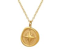 Compass Necklace - Compass Necklace for Women, Gold Pendant, Moral Compass Necklace, Titanium Steel Clavicle Chain Necklace, North Star Compass Pendant Necklace, Vintage Nautical Medal Amulet for Men