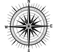 'Compass NESW' Rubber Stamp - Unmounted Design for Crafting & Scrapbooking, A8 (RS00058072)