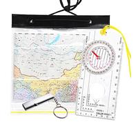 Compass Orienteering, Clear Navigation Compass for Explorer Expedition Camping, Hiking, Survival Mountaineering with Waterproof Map Case Bag and Emergency Whistle