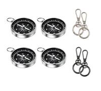 Compass Outdoor, Compass Key Fob Set of 6, Mini Compass for Hiking and Camping, Portable Compass Small with Robust Key Rings in Silver and Key Chains