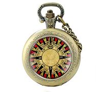 Compass Quartz Design Pocket Watch Vintage Men's Women's Pendant Necklace Chain Clock Gift, Pa118-bronze