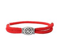 Compass Rope Bracelet for Men, 4mm Adjustable Braided Cord Wristband, Retro Nordic Gift(Red)