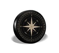 Compass Rose Black Spare Tire Cover UV Sun Wheel Covers Fit for Trailer, RV, SUV and Many Vehicle 15 Inch