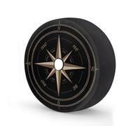 Compass Rose Black Spare Tire Cover with Backup Camera Hole Waterproof Wheel Tire Cover Fit for Trailer RV SUV Truck and Many Vehicle 15 Inch