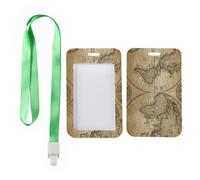 Compass Rose Card Holder with Green Lanyard, Lanyard with Card Holder, Vertical Cards Protector for School, Vertical Name Badges Protector for Office, Teacher Stuff Nurse Essentials