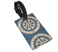 Compass Rose Design Luggage Tags for Suitcases - Durable PVC ID Tags with Detachable Straps for Travel, Backpack, Golf Bag, Anti-Loss
