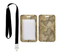 Compass Rose ID Card Holders with Black Lanyard, Bus Card Holder, Vertical Name Badges Protector for Worker, Vertical Cards Protector for Office, Delivery Driver Accessories Nurse Essentials