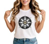 Compass Rose Navigation Womens Graphic T-Shirt Travel Adventure Exploration Tee 3XL