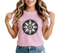 Compass Rose Navigation Womens Graphic T-Shirt Travel Adventure Exploration Tee Large