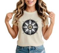 Compass Rose Navigation Womens Graphic T-Shirt Travel Adventure Exploration Tee Medium