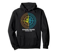 Compass Rose Neon Design - Guiding Waves Through Time Pullover Hoodie