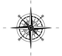 'Compass' Rubber Stamp - Unmounted Design for Crafting & Scrapbooking, A7 (RS00010500)