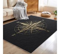 Compass Rug Small 60x90 cm, Nautical Map Maritime Area Rugs for Bedroom Decor, Non Slip Washable Soft Low Pile Floor Mat, Kitchen Patterned Carpet & Home Decor C&J88