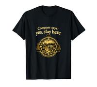 Compass Says Yes Stay Here Local Pride Badge T-Shirt
