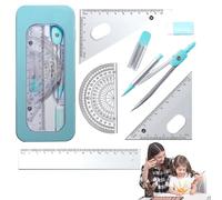 Compass Set - Student Geometry Math Set - Box of Protector Kit for Class Supplies and School, for Drawing