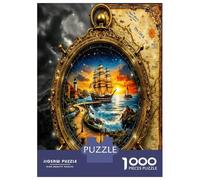 Compass Ship Sea 1000pc Puzzle for Adults Nautical Adventure Jigsaw Puzzle Extra-Thick Cardboard Stress Relief Travel Adults Kids 12+ Brain Training Puzzle 52x38cm/1000pcs