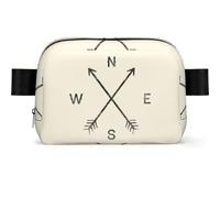 Compass Square Fashion Waist Bag with Print,Water-Resistant Twill Fabric,Chest Pack Or Belt Bag, Adjustable Strap 65-120cm for Men Women
